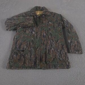 VINTAGE Ideal‎ Jacket Mens M Camo Tiger Stripe Leaf Quilted Field Coat 80s 90s